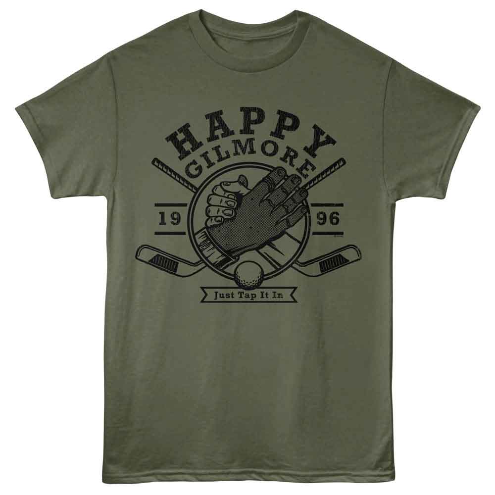 Military green Happy Gilmore t-shirt featuring Happy Gilmore Handshake design