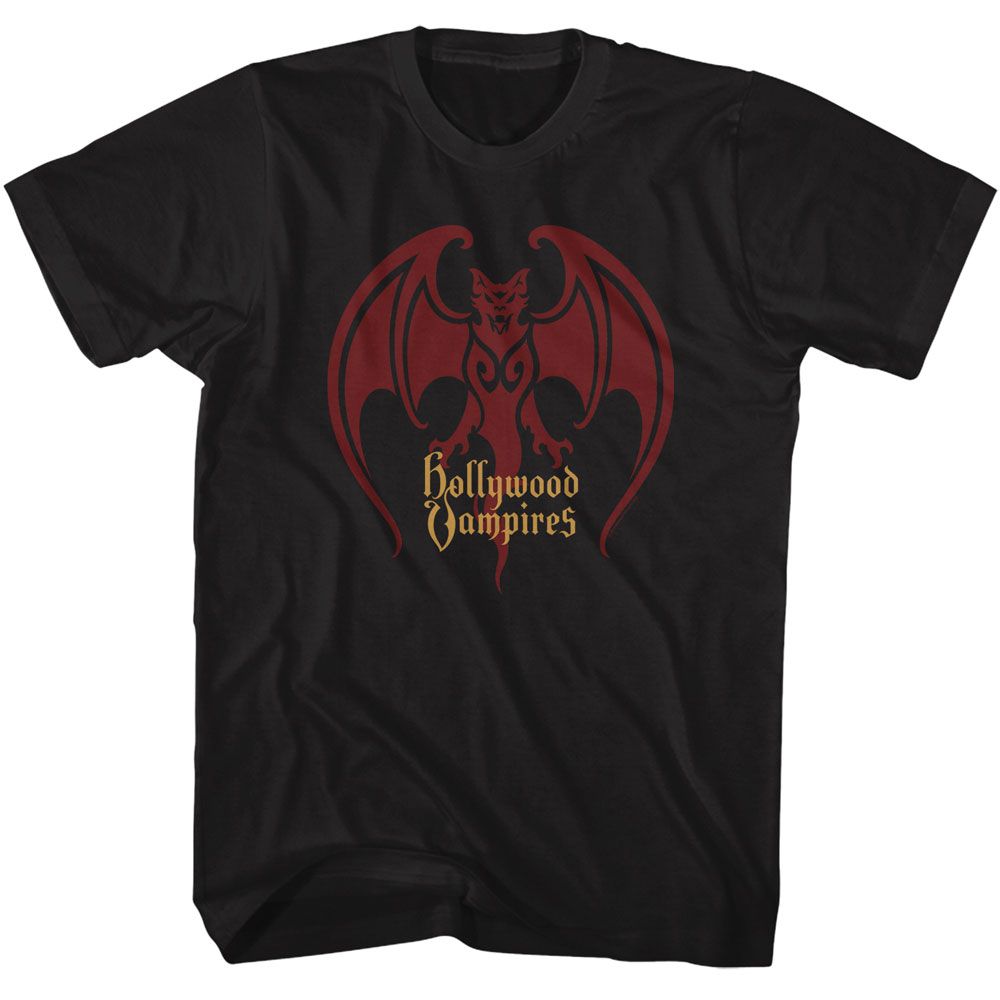Black Hollywood Vampires t-shirt featuring Hollywood Vampires Bat Logo design