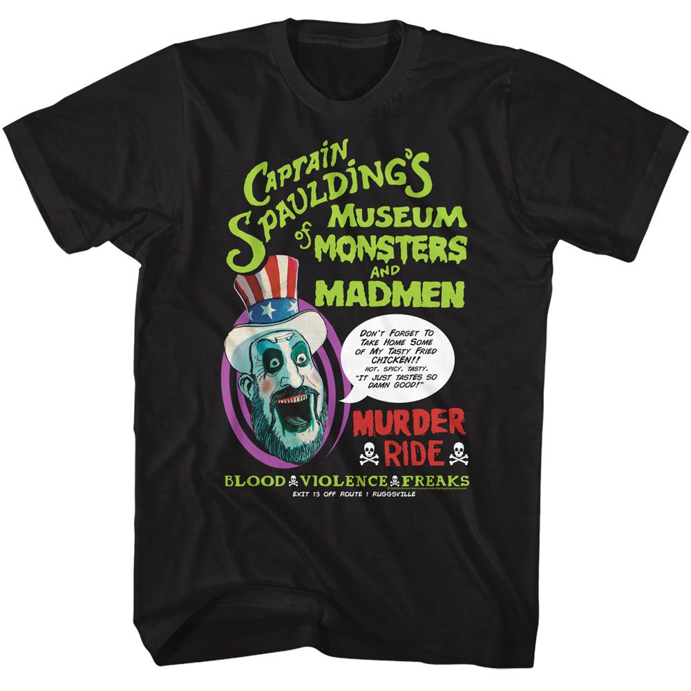 Black House of 1000 Corpses t-shirt featuring House of 1000 Corpses Museum design — Captain Spaulding's Museum of Monsters...