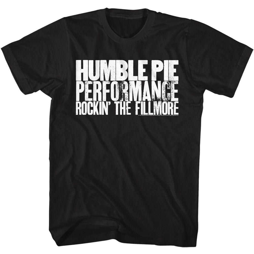 Black Humble Pie t-shirt featuring Humble Pie Rockin' The Fillmore 1971 live album design