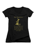 Black Hey Yankees Juniors V-Neck T-Shirt