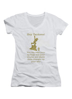 White Hey Yankees Juniors V-Neck T-Shirt