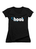Black Hooli Logo Juniors V-Neck T-Shirt