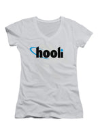 White Hooli Logo Juniors V-Neck T-Shirt