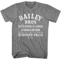 Graphite heather It's a Wonderful Life t-shirt featuring It's a Wonderful Life Bailey Bros Building and Loan design