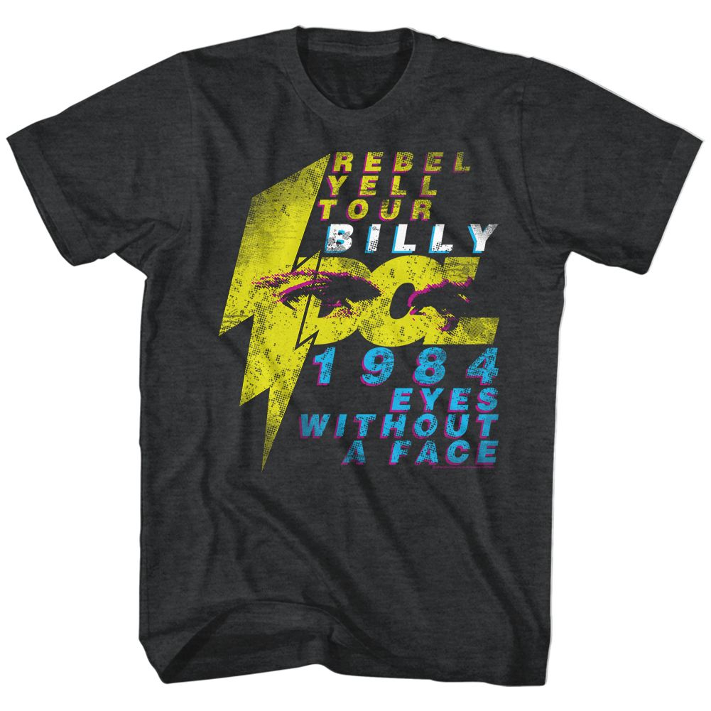 Black heather Billy Idol t-shirt featuring Billy Idol Eyeballs design
