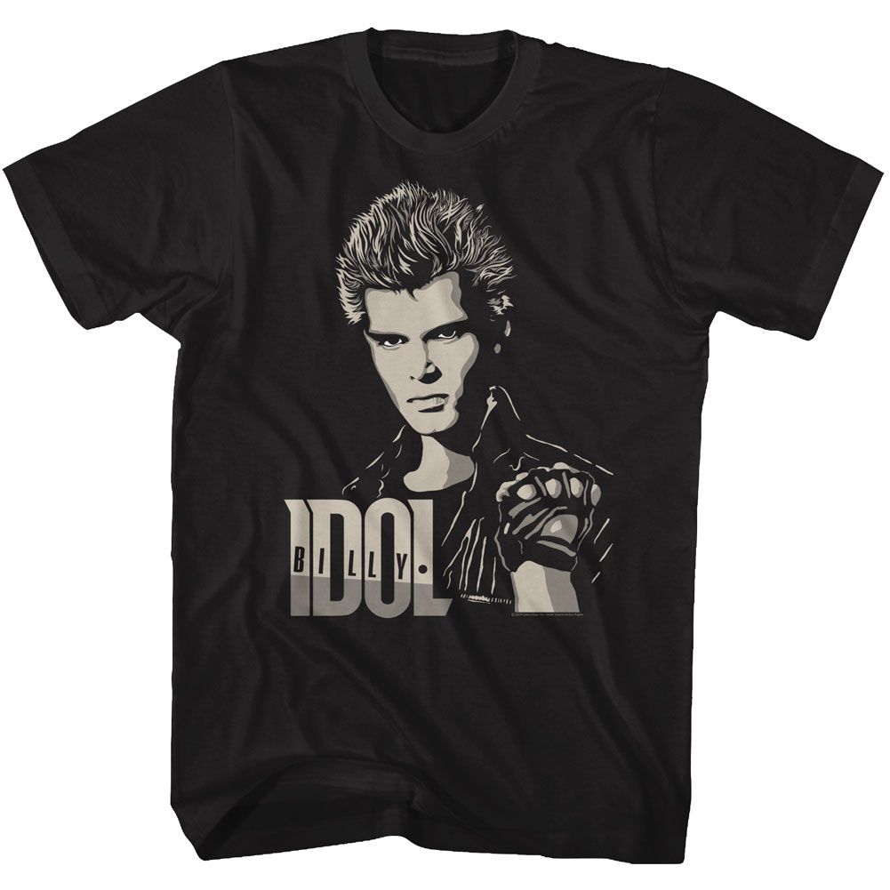 Black Billy Idol t-shirt featuring Billy Idol 2 Tone Billy design