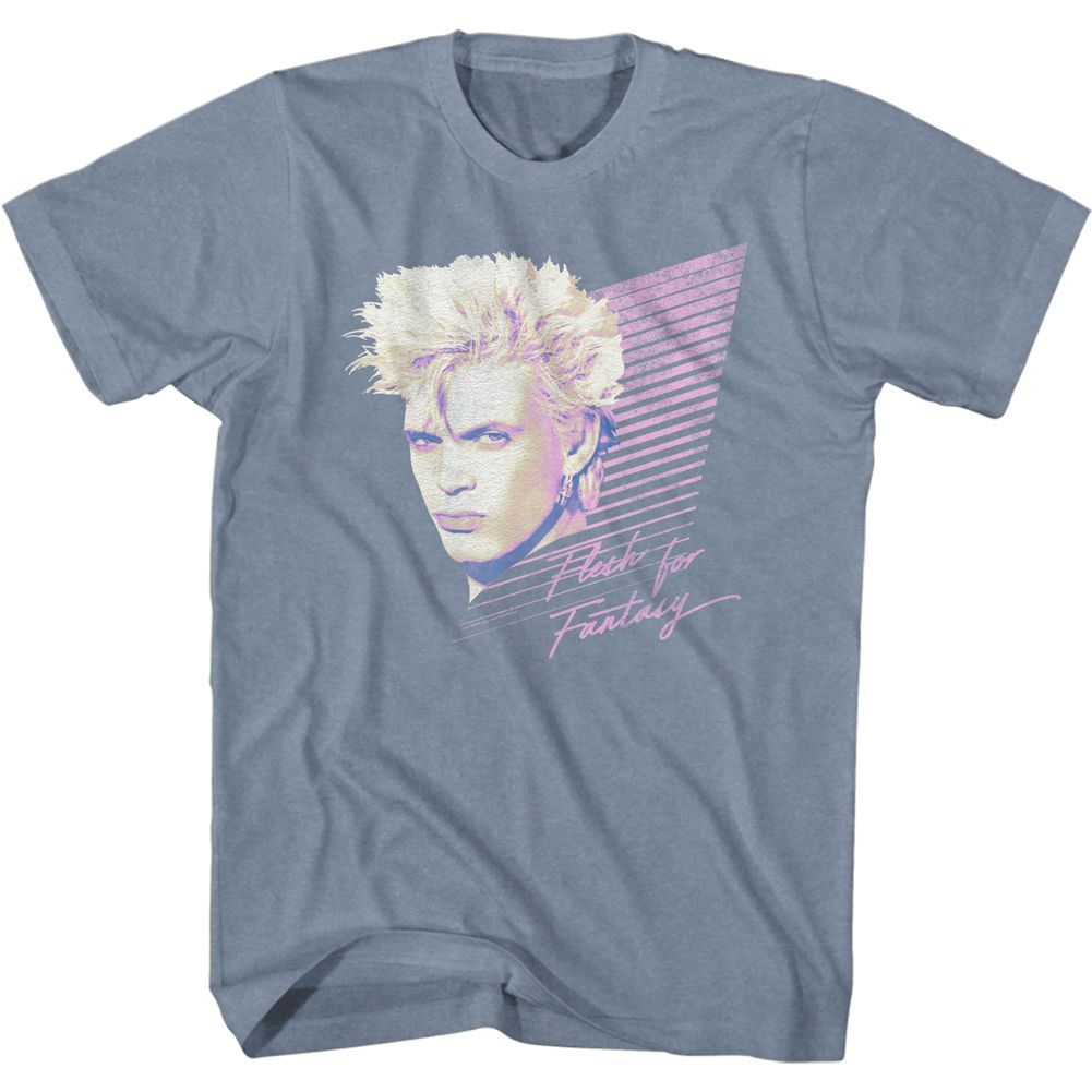 Indigo heather Billy Idol t-shirt featuring Billy Idol Flesh For Fantasy design