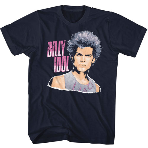 Navy Billy Idol t-shirt featuring Billy Idol Soft Clouds design