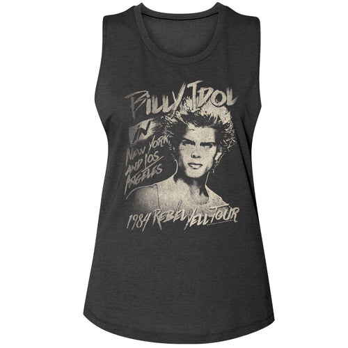 Billy Idol Ladies Muscle Tank - 84 Rebel Yell Tour