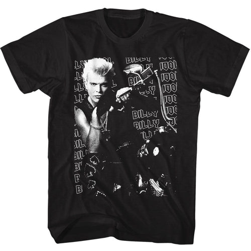 Black Billy Idol t-shirt featuring Billy Idol Motorcycle Photo design