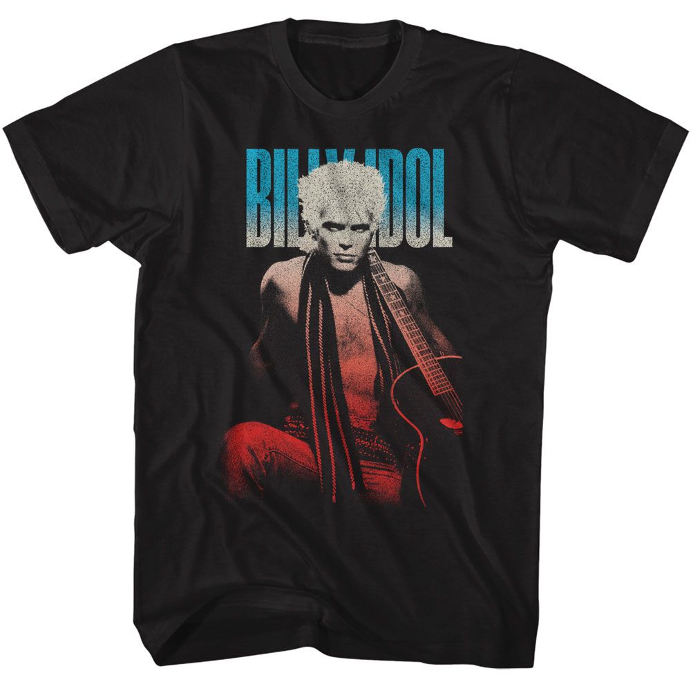 Black Billy Idol t-shirt featuring Billy Idol Patriotic Gradient design