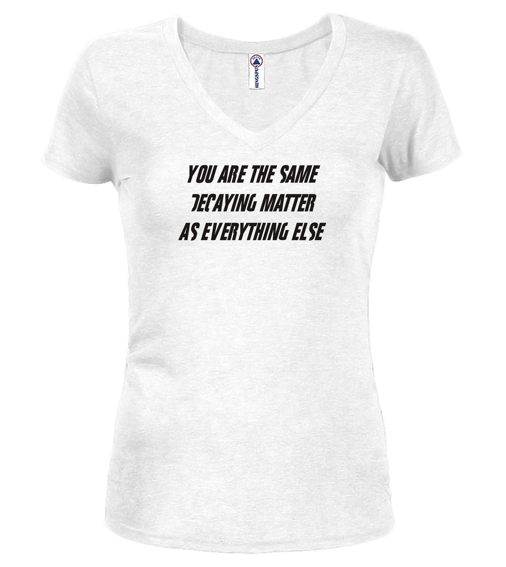 White Decaying Juniors V-Neck T-Shirt