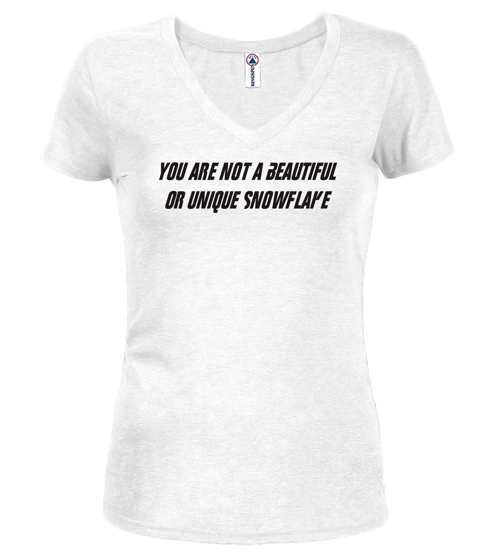 White Snowflake Juniors V-Neck T-Shirt