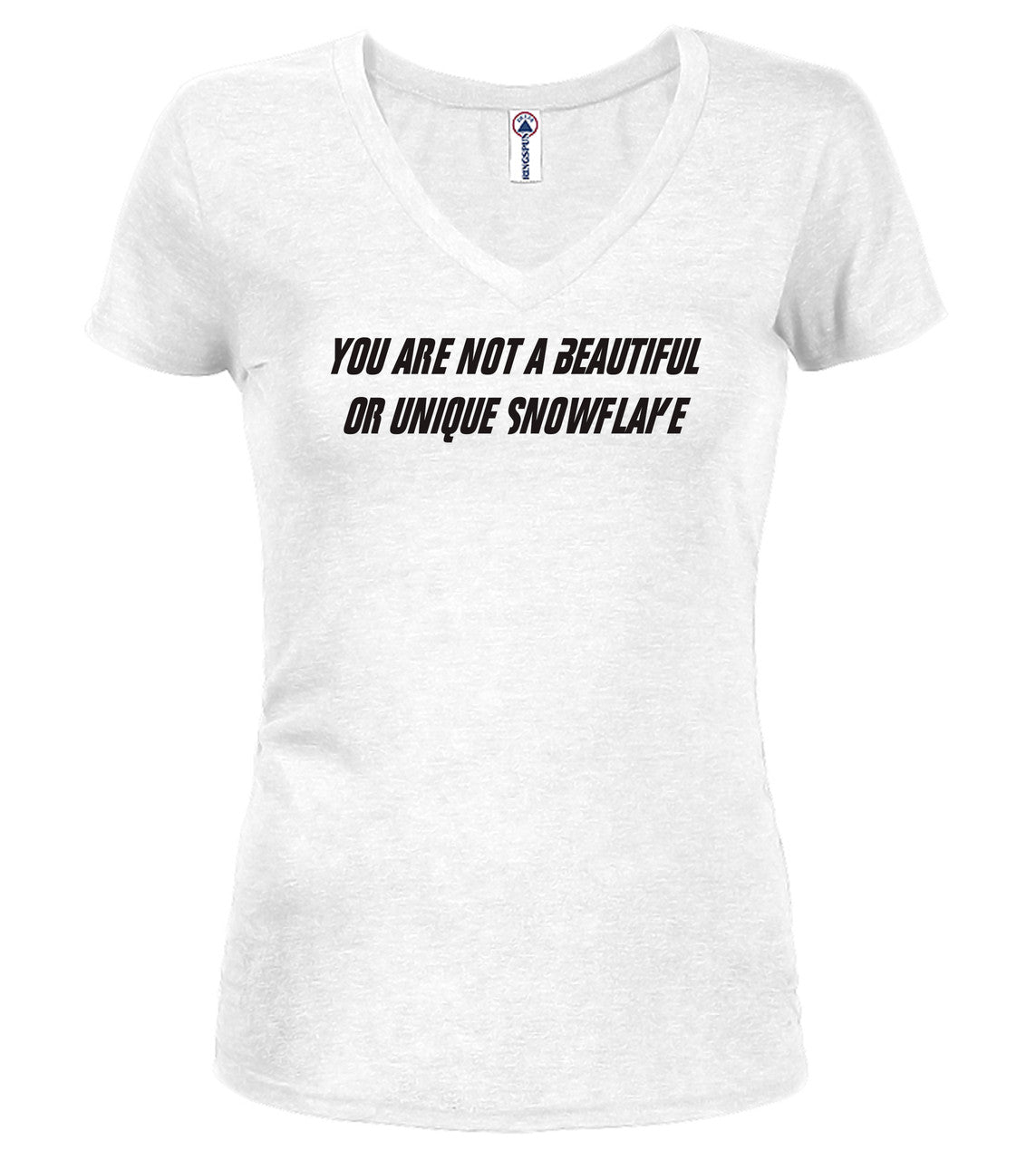 White Snowflake Juniors V-Neck T-Shirt