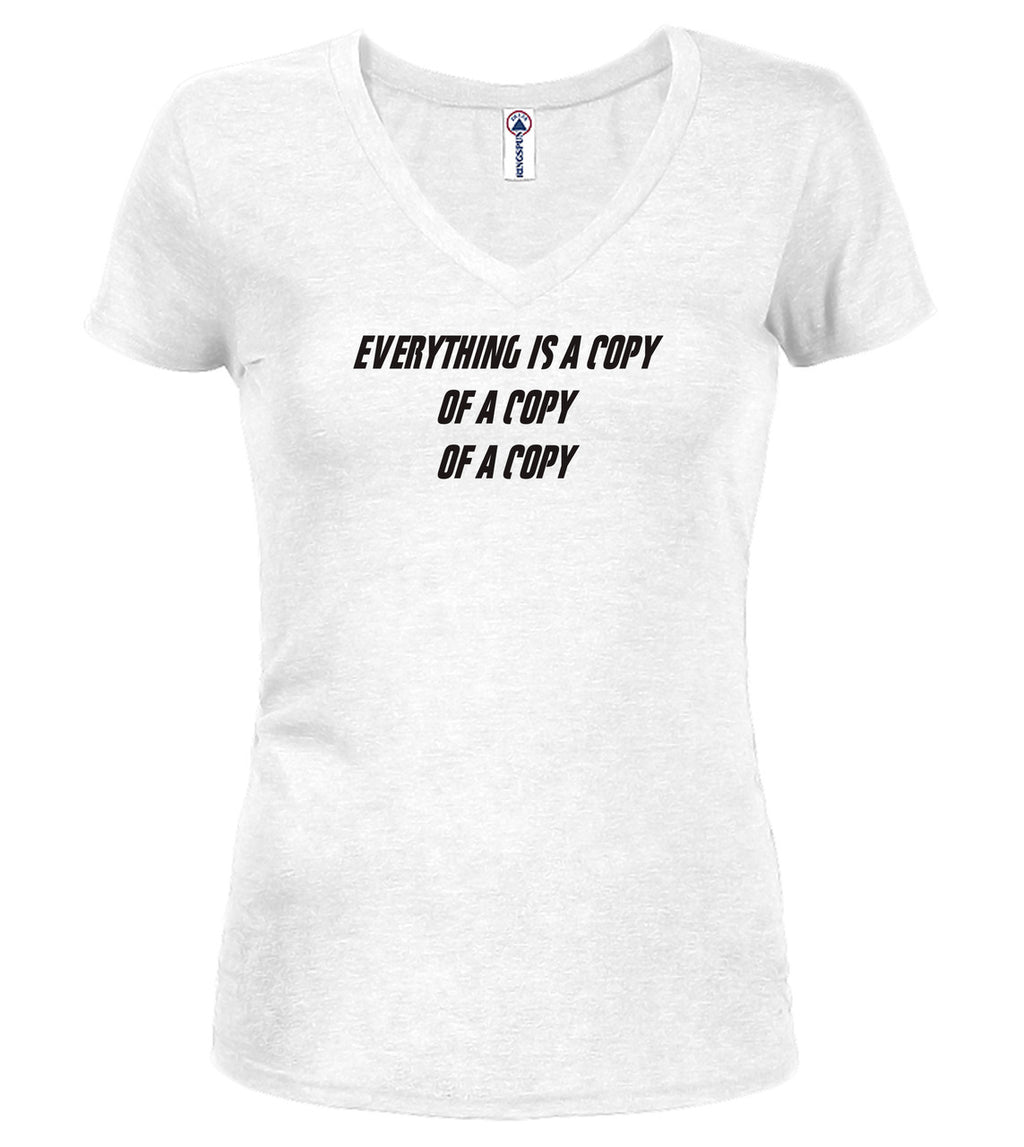 White Copies Juniors V-Neck T-Shirt