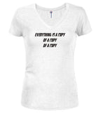 White Copies Juniors V-Neck T-Shirt