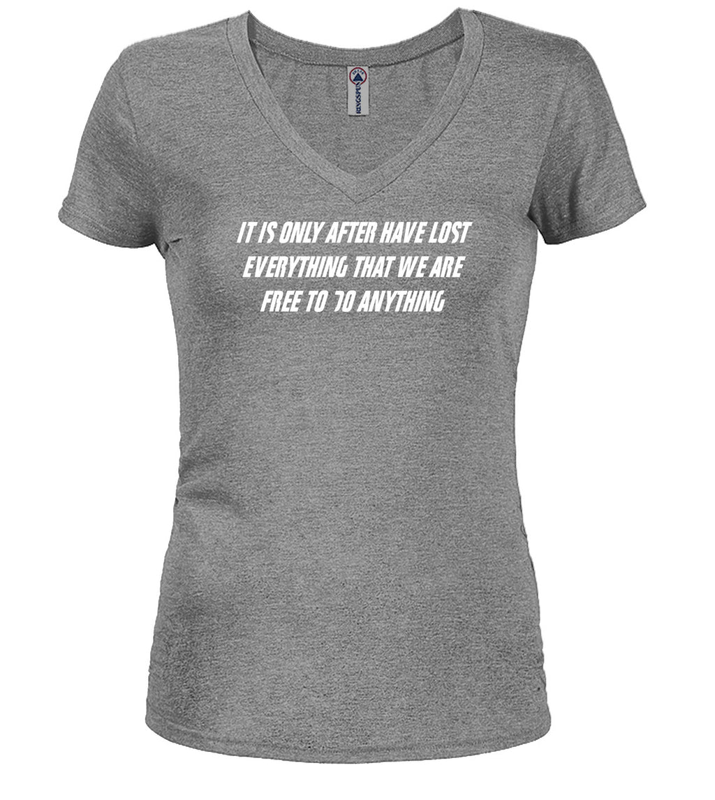 Gray Freedom Juniors V-Neck T-Shirt