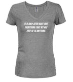 Gray Freedom Juniors V-Neck T-Shirt