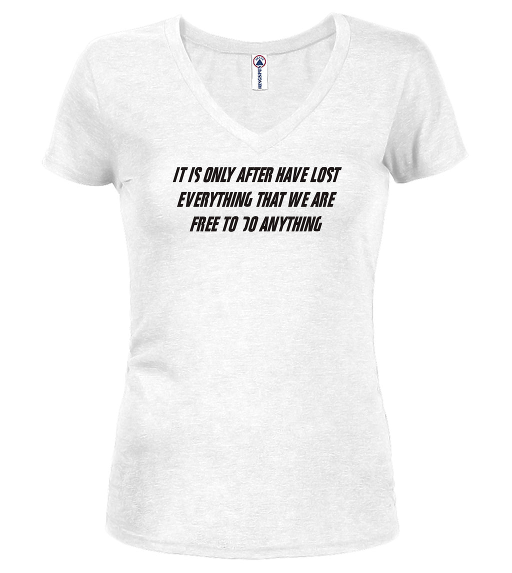 White Freedom Juniors V-Neck T-Shirt
