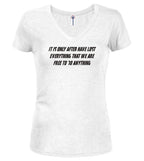 White Freedom Juniors V-Neck T-Shirt