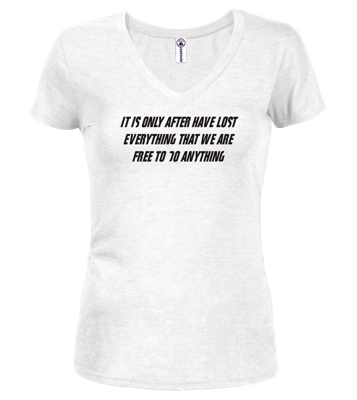 White Freedom Juniors V-Neck T-Shirt