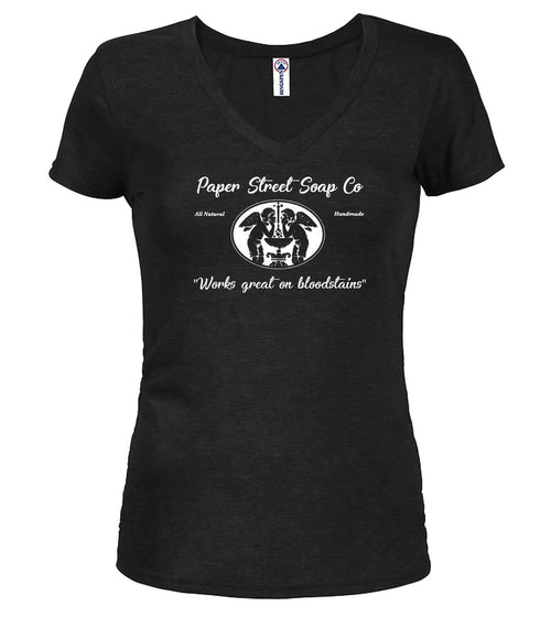 Black Works great on bloodstains Juniors V-Neck T-Shirt