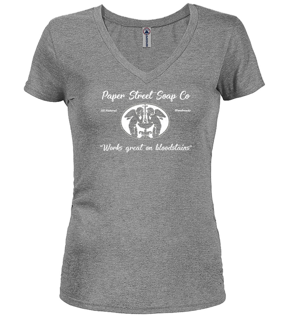 Gray Works great on bloodstains Juniors V-Neck T-Shirt
