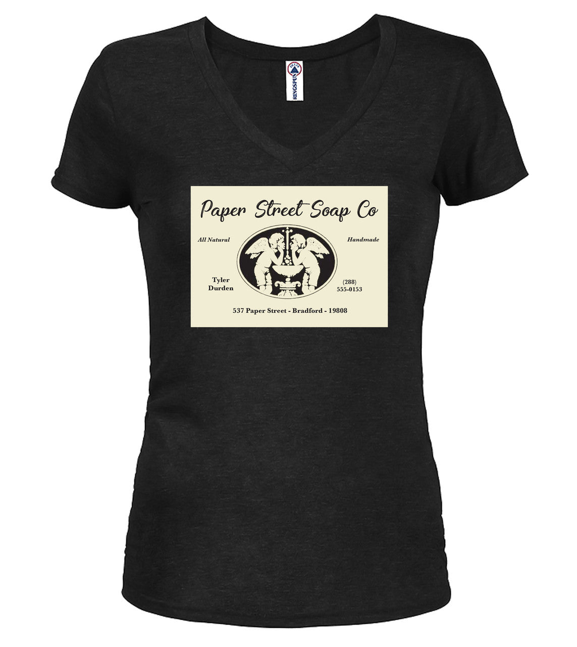 Black Business Card Juniors V-Neck T-Shirt