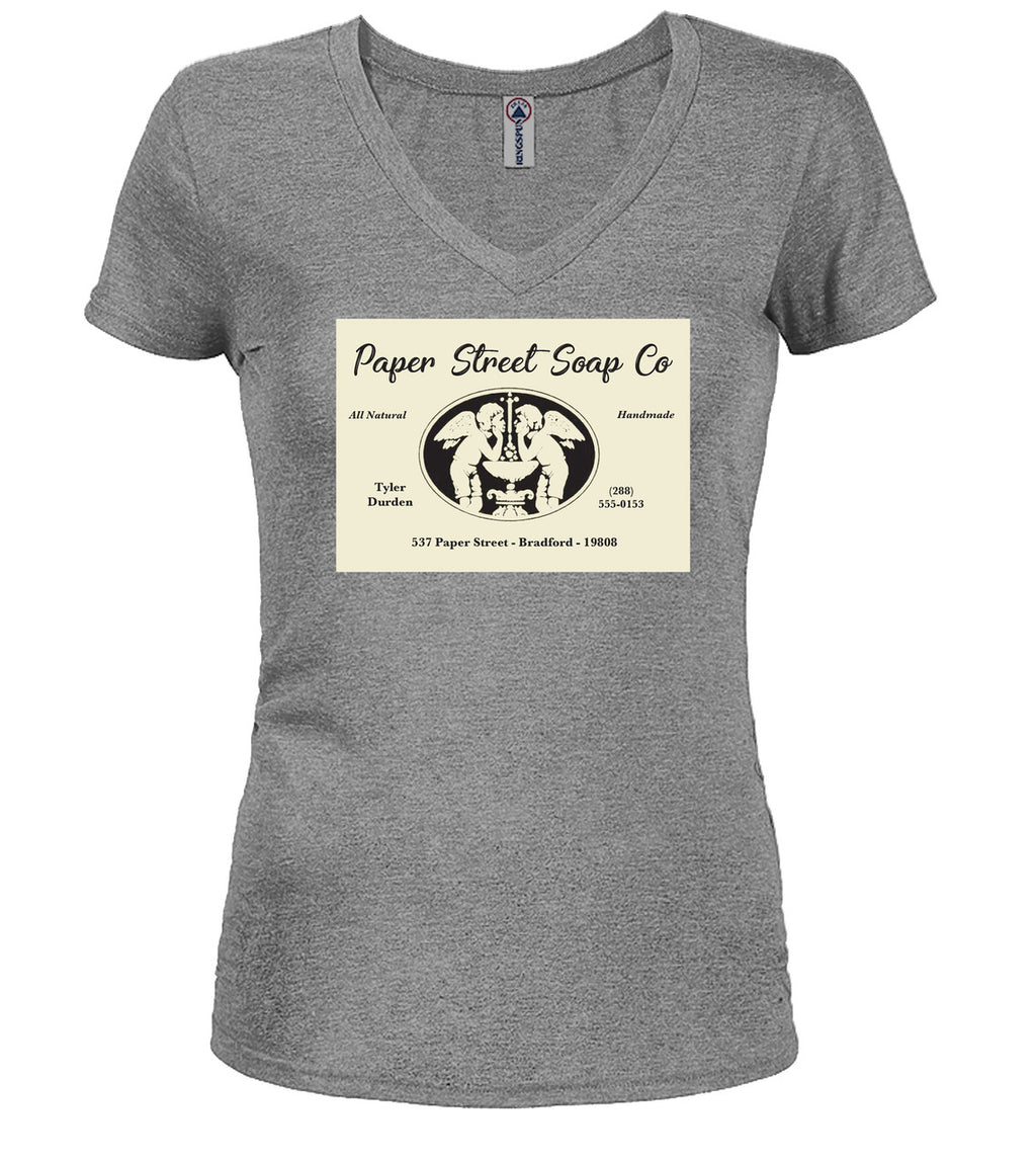 Gray Business Card Juniors V-Neck T-Shirt