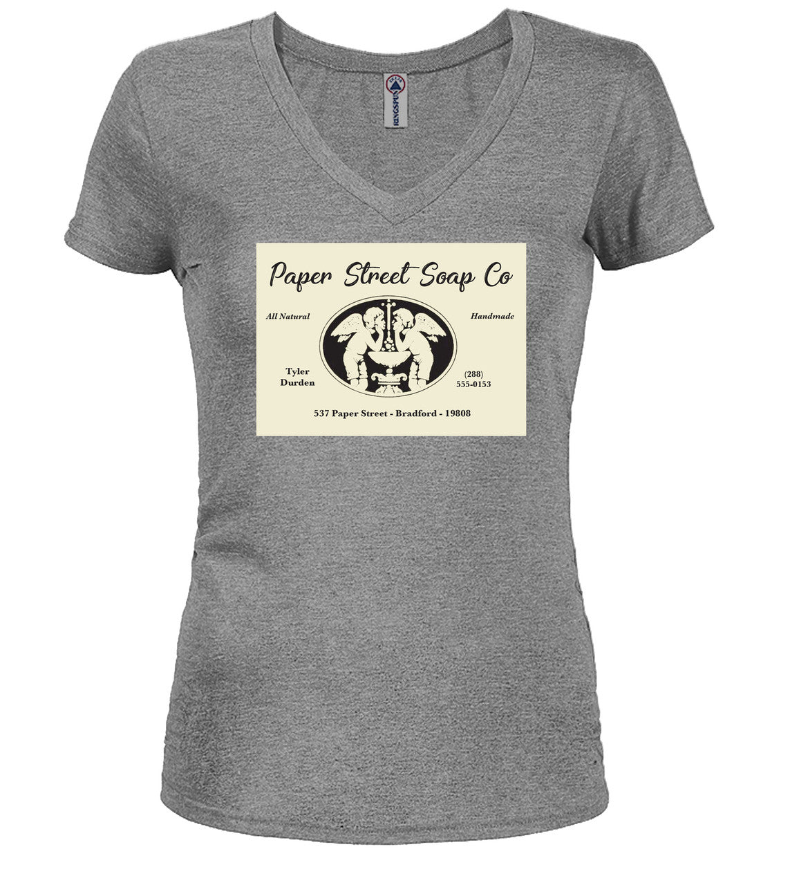 Gray Business Card Juniors V-Neck T-Shirt