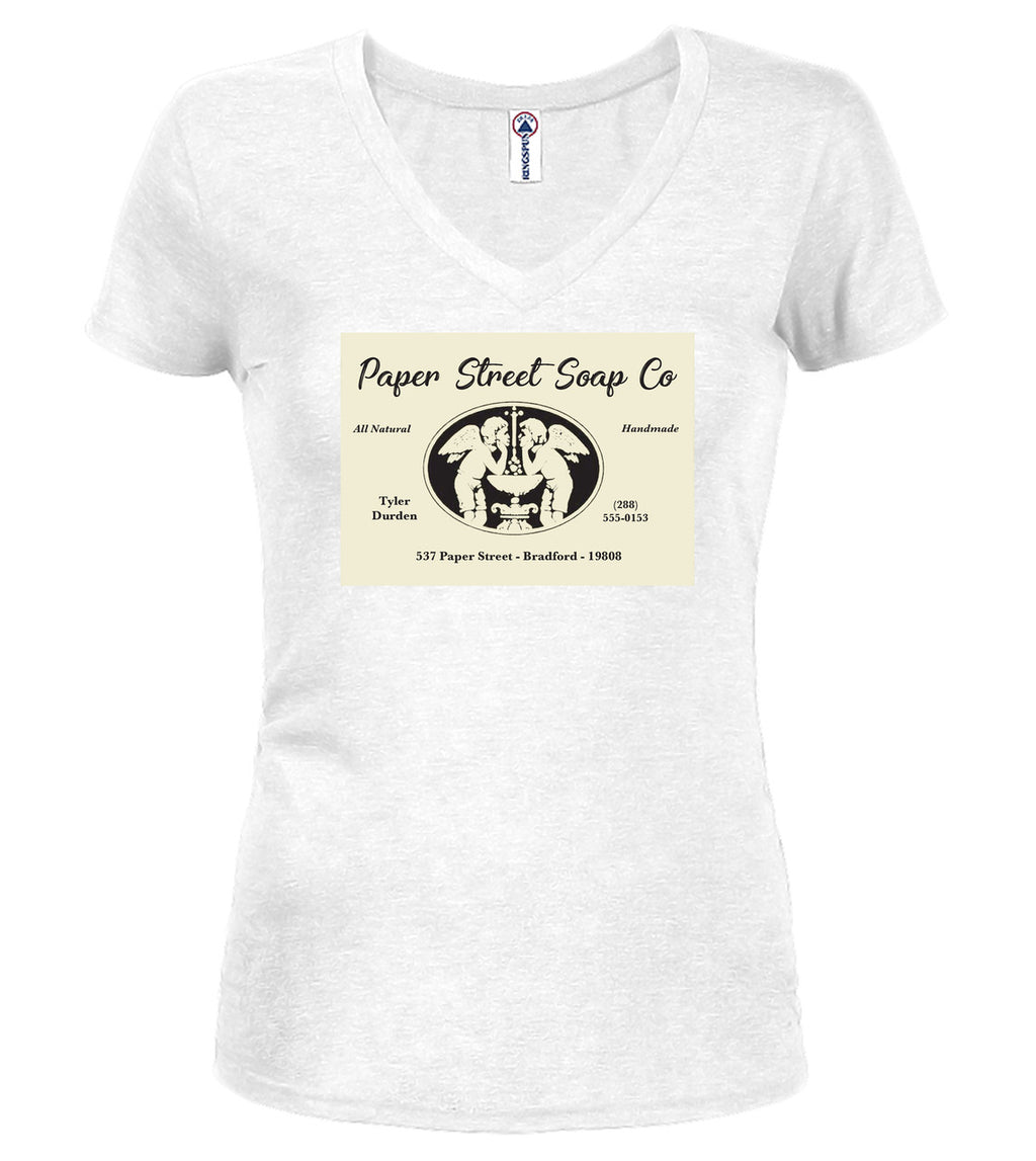 White Business Card Juniors V-Neck T-Shirt