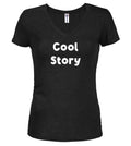 Black Cool Story Juniors V-Neck T-Shirt