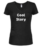 Black Cool Story Juniors V-Neck T-Shirt