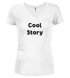 White Cool Story Juniors V-Neck T-Shirt