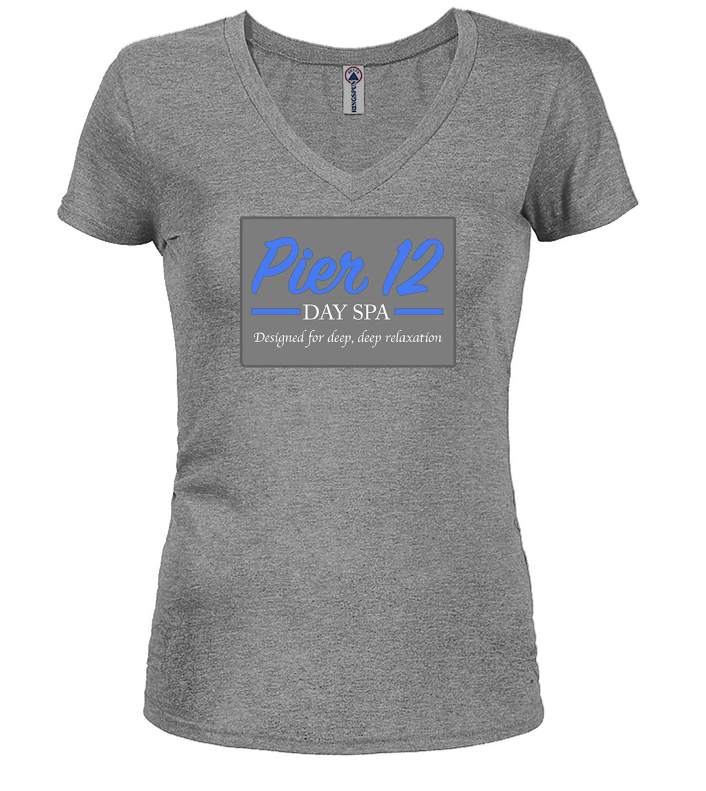Gray The Spa Juniors V-Neck T-Shirt