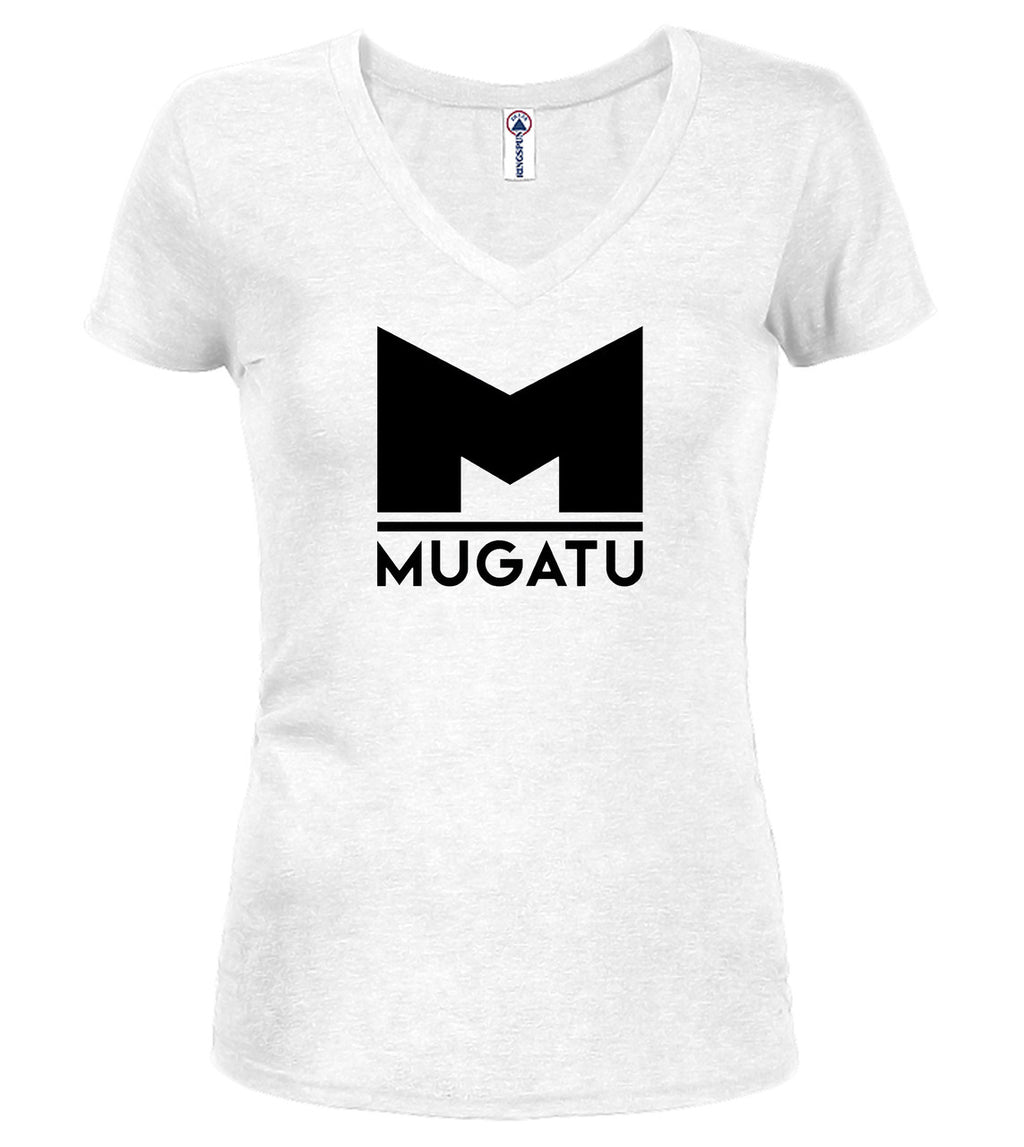 White Fashion Icon Juniors V-Neck T-Shirt