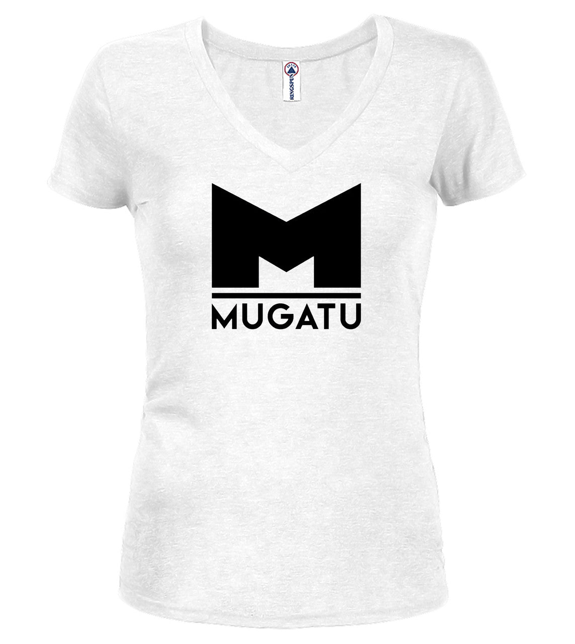 White Fashion Icon Juniors V-Neck T-Shirt