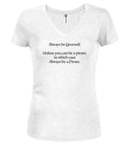 White Always be a Pirate Juniors V-Neck T-Shirt