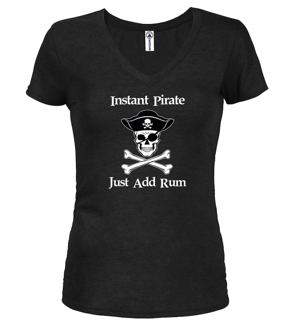 Black Instant Pirate Just Add Rum Juniors V-Neck T-Shirt
