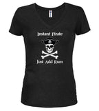 Black Instant Pirate Just Add Rum Juniors V-Neck T-Shirt