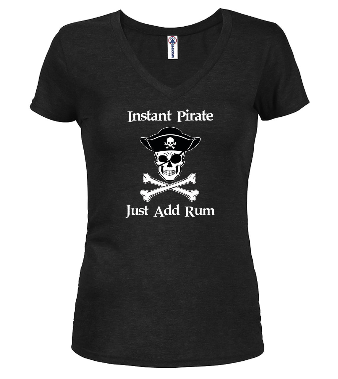 Black Instant Pirate Just Add Rum Juniors V-Neck T-Shirt