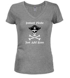 Gray Instant Pirate Just Add Rum Juniors V-Neck T-Shirt