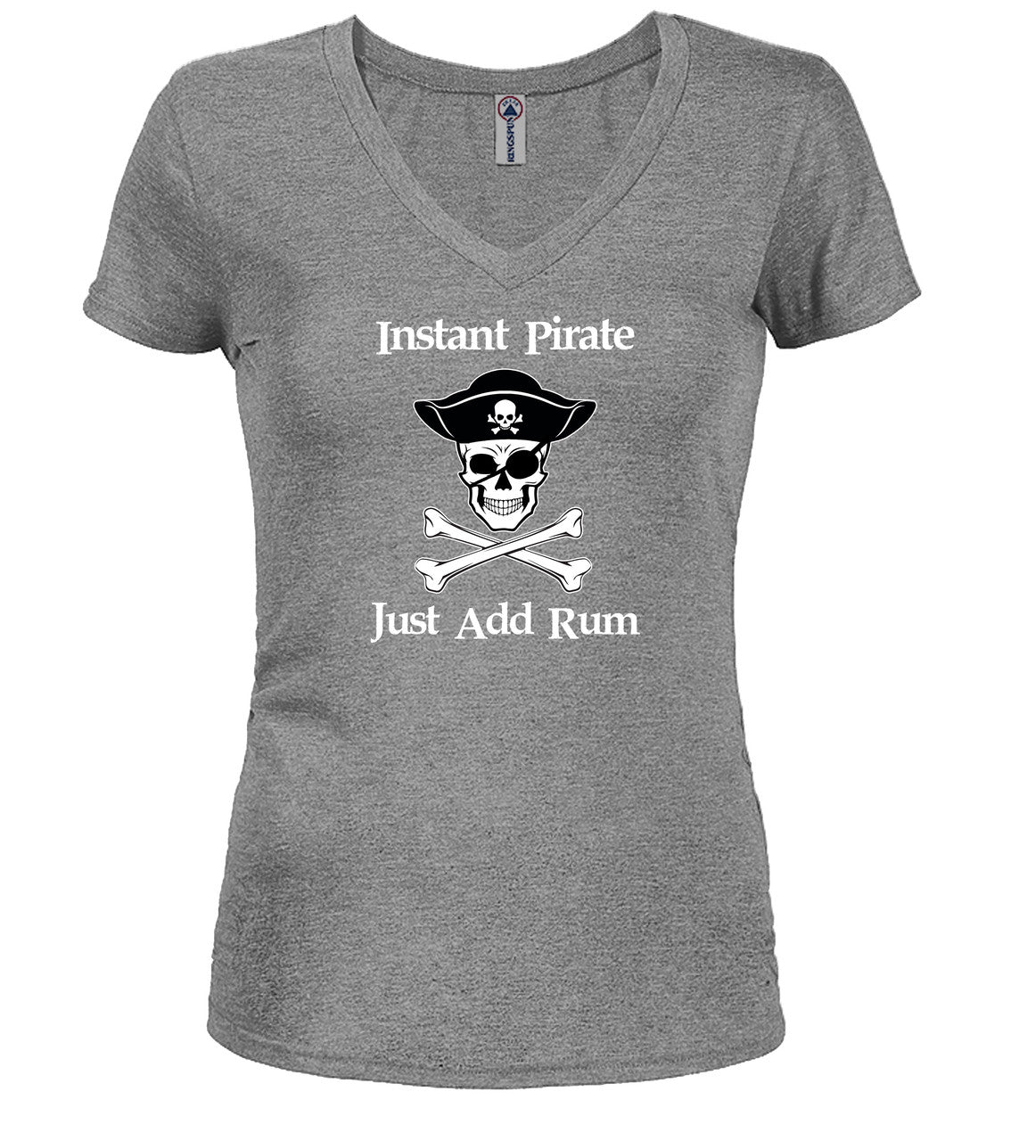 Gray Instant Pirate Just Add Rum Juniors V-Neck T-Shirt