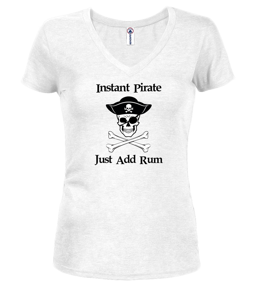 White Instant Pirate Just Add Rum Juniors V-Neck T-Shirt