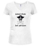White Instant Pirate Just Add Rum Juniors V-Neck T-Shirt