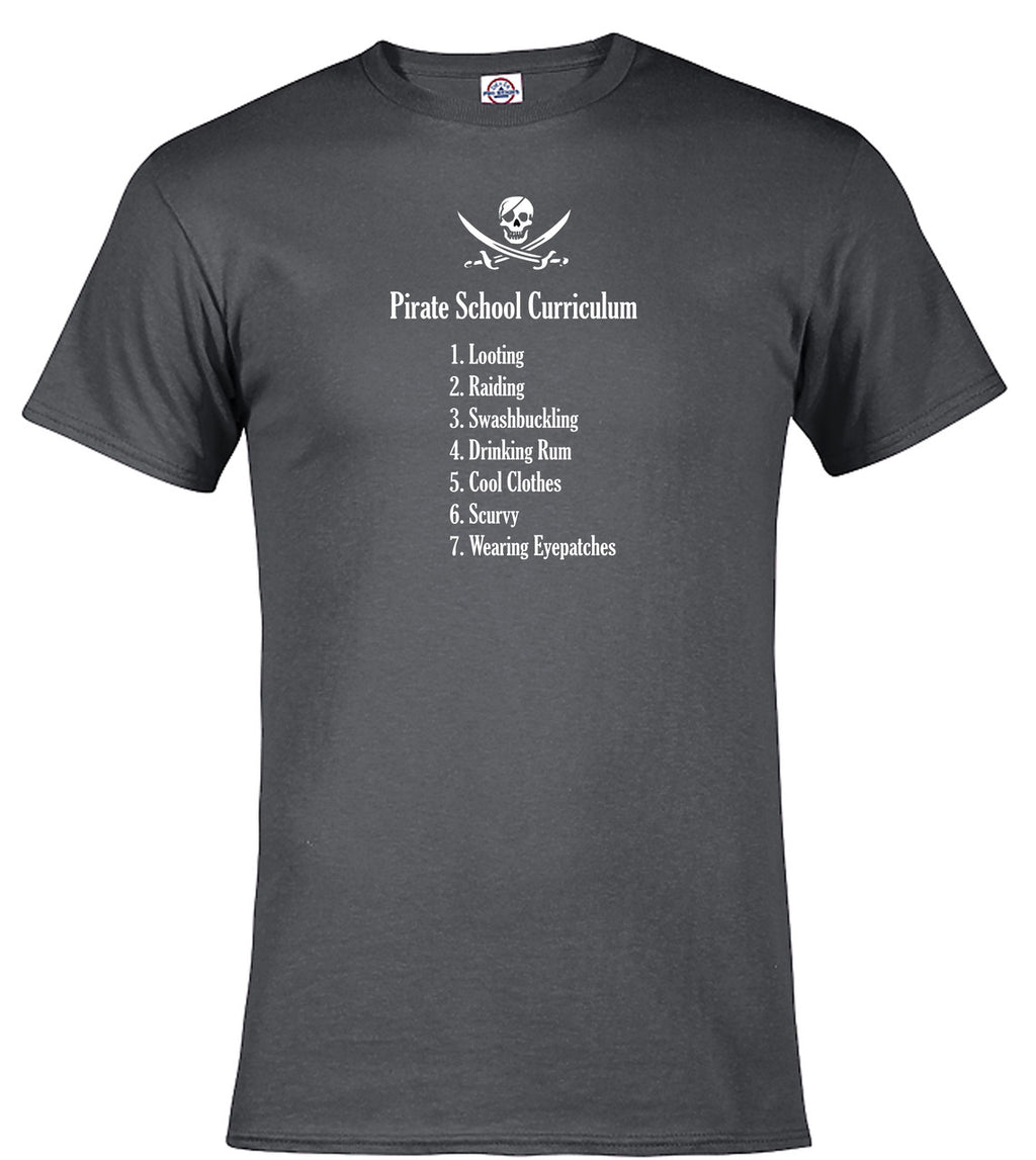 Charcoal Pirate School Curriculum T-Shirt
