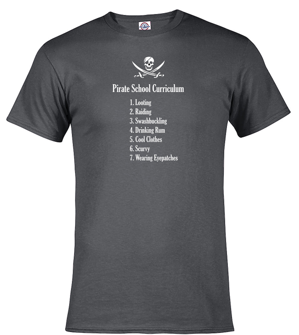Charcoal Pirate School Curriculum T-Shirt