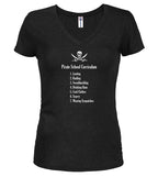 Black Pirate School Curriculum Juniors V-Neck T-Shirt
