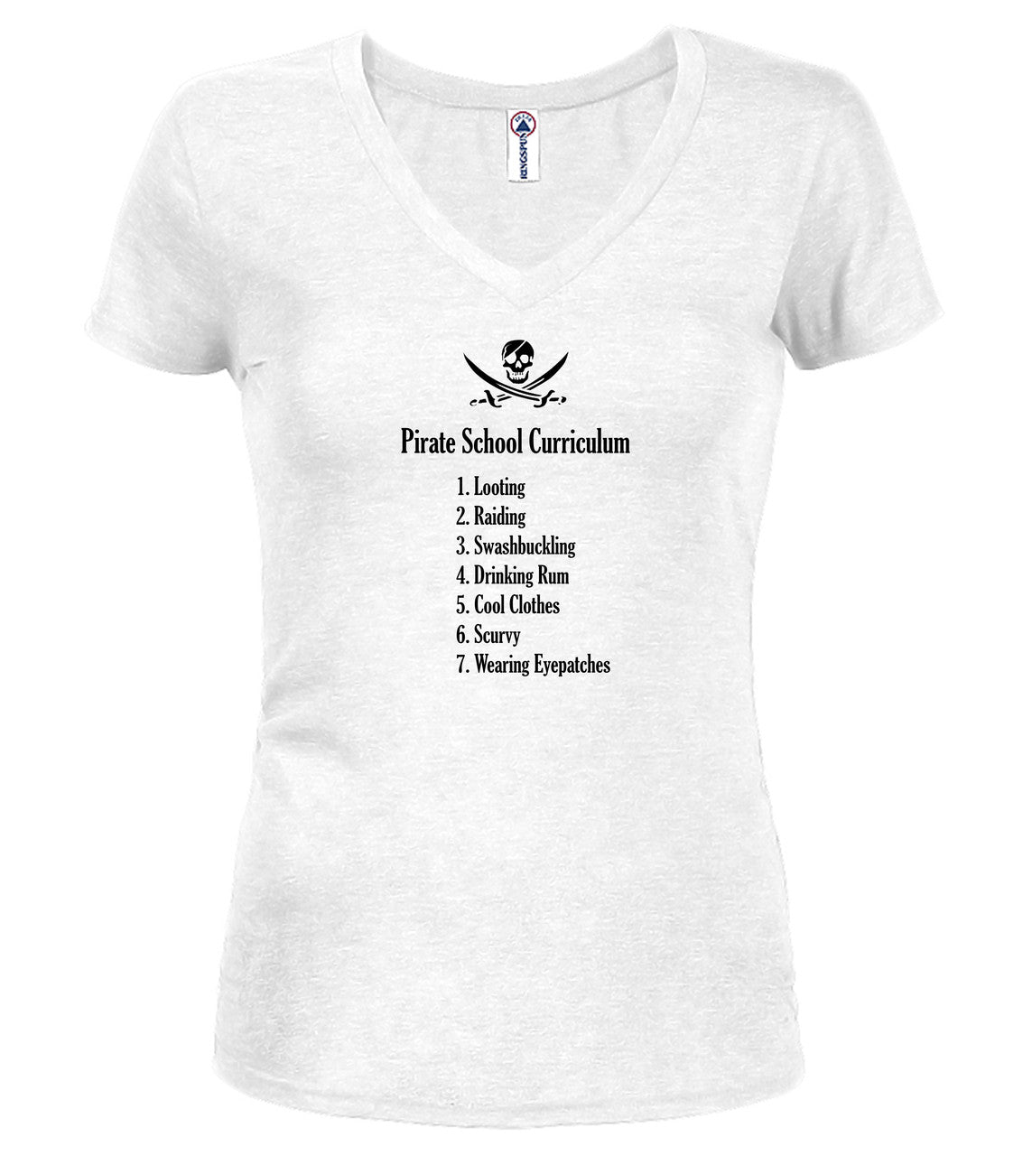 White Pirate School Curriculum Juniors V-Neck T-Shirt